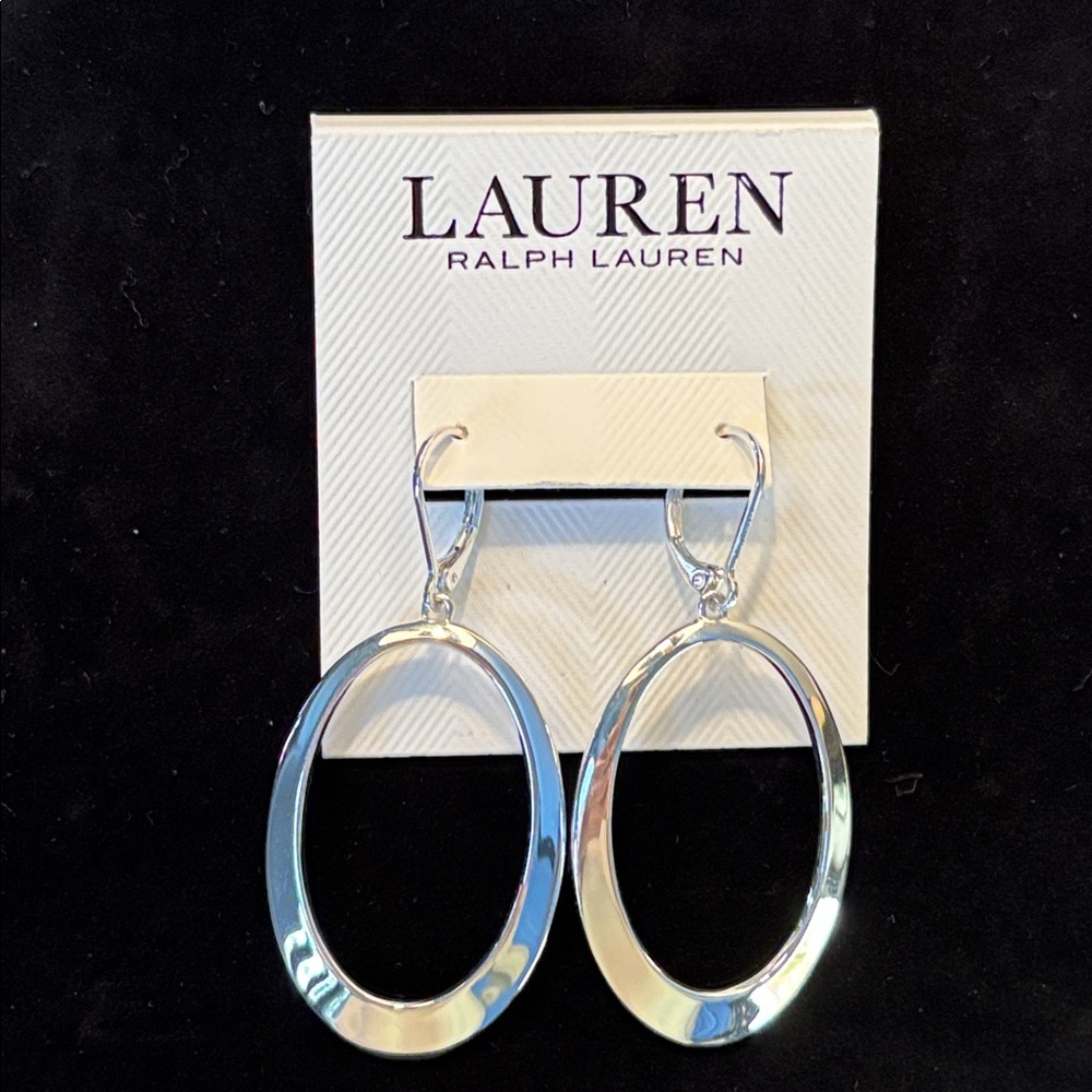 Ralph Lauren Silver Oval Dangle Earrings